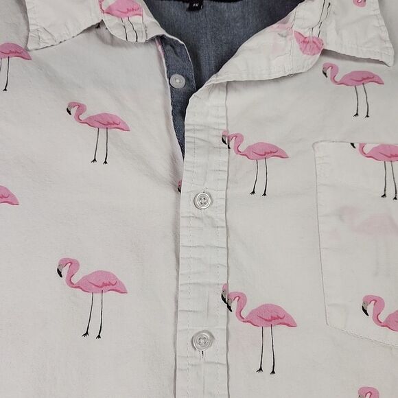 Monument Clothing Co 2X Flamingo Button Down Hawaiian Shirt Casual Short Sleeve - Picture 4 of 12
